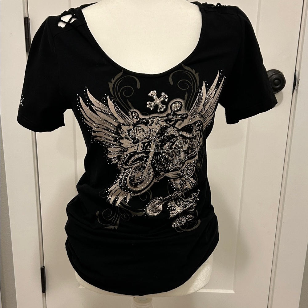 Sturgis Edgy Black Graphic Tee for Women